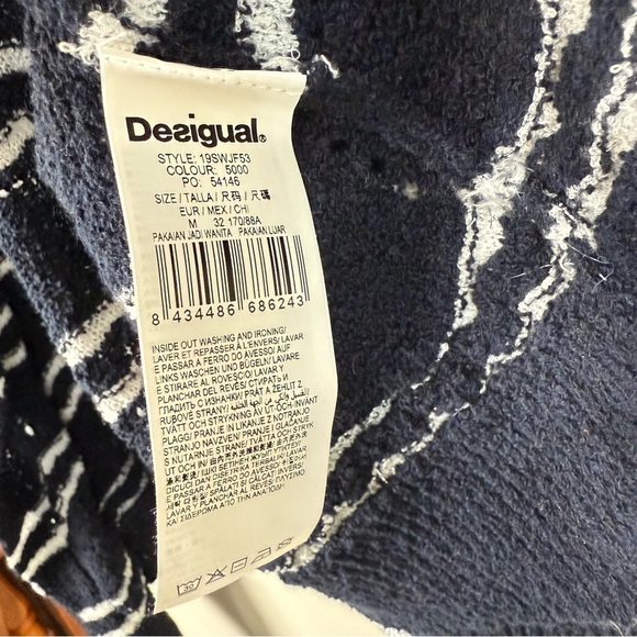 Desigual Cardigan Womens Medium Navy White Stripe Open Front Long Sleeve Red - Picture 7 of 10